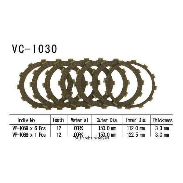 Disques garnis d'embrayage VC1030