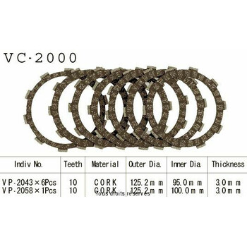Disques garnis d'embrayage Cross VC2000 Kyoto