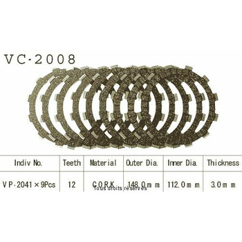 Disques garnis d'embrayage VC2008 Kyoto